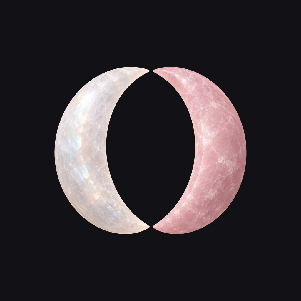 MyPhase emblem — moonstone and rose quartz